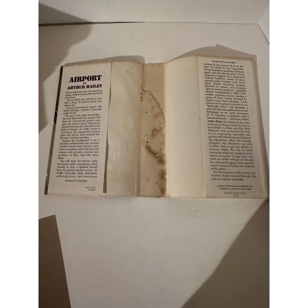 Airport by Arthur Hailey Hardcover 1968 DOUBLEDAY Book Club Edition W/ DJ
